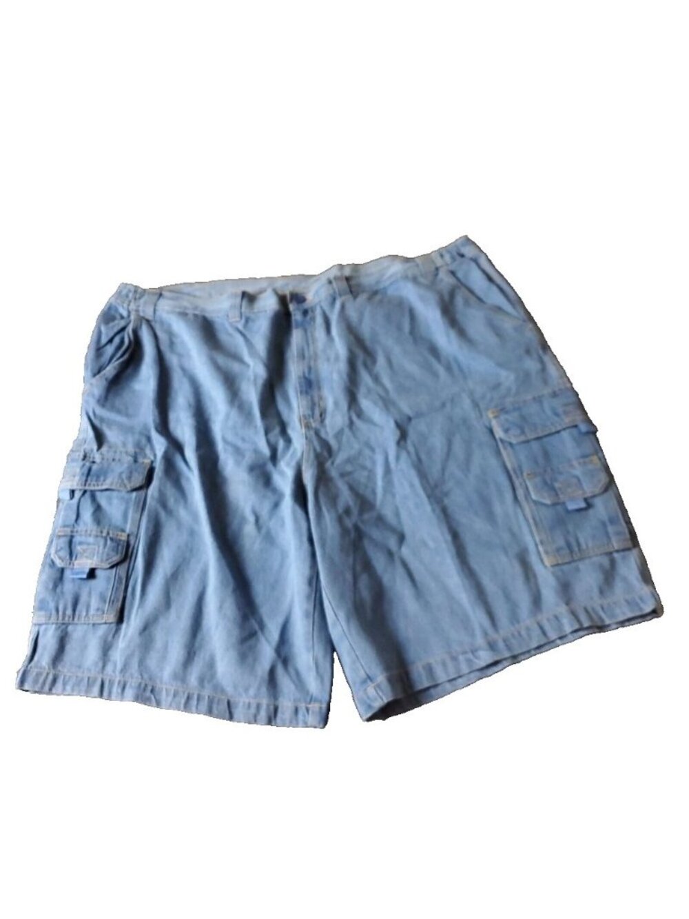 KingSize Cargo Jean Shorts Mens 54 Big Tall Blue Cotton Elastic Jorts y2K
